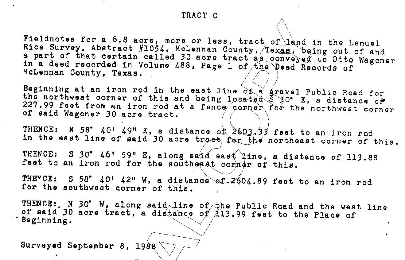 Metes and Bounds from Deed