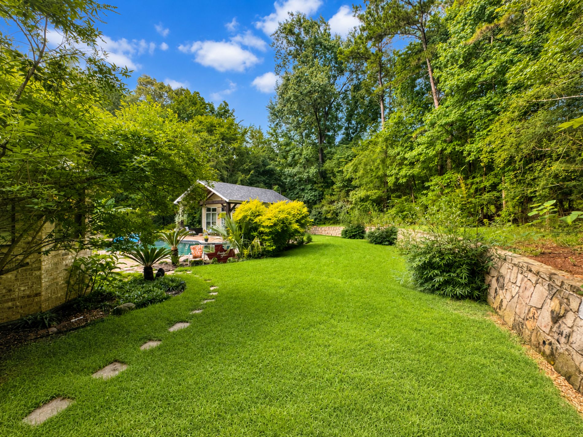 Professionally landscaped backyard