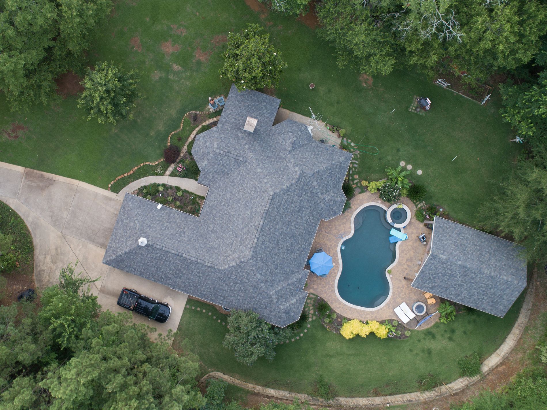 Aerial of property with top facing north